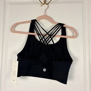 NWT Sports Bra Large Black Crisscross Straps Threads4Thought Strappy